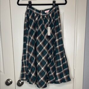 NEW WITH TAGS! Nameless forest green and White Plaid A-Line Skirt
